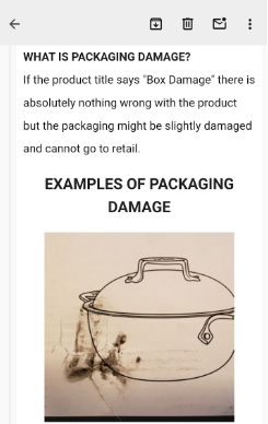 Factory Seconds Example of Packaging Damage